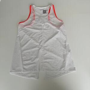 Lucky in Love Wet and Wild Tennis Tank Top White Orange Raquet Sports Small